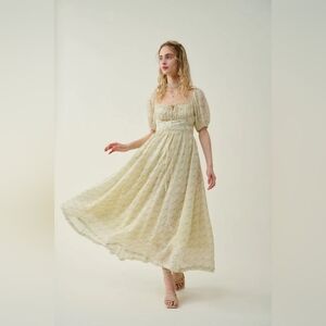 Cottagecore Linen Prairie Maxi Sundress NWT
